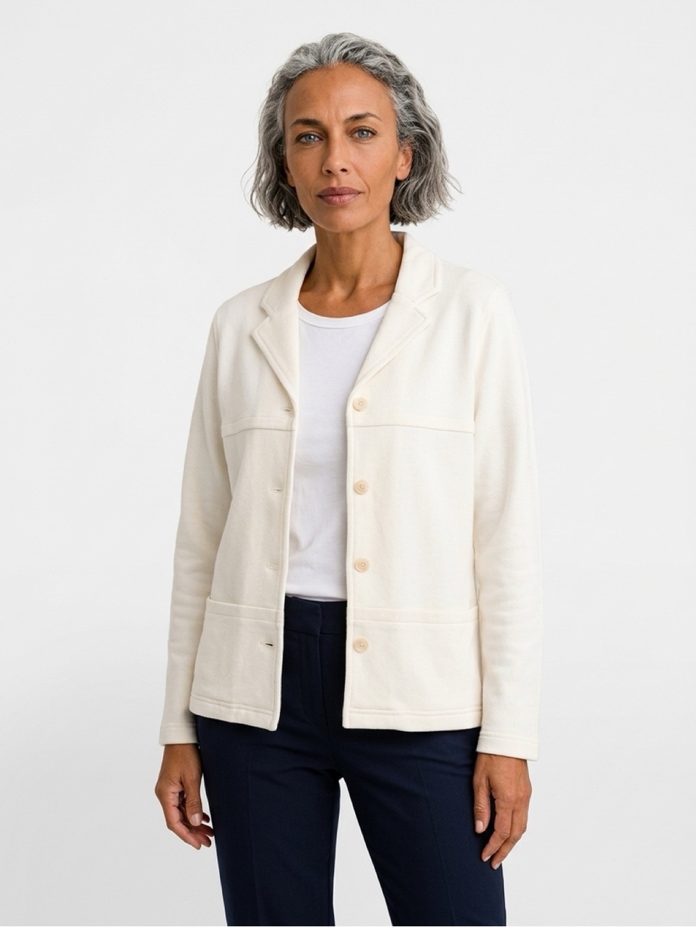 Liz Claiborne Liz Sport Ivory White Cotton Blazer Jacket – Size M